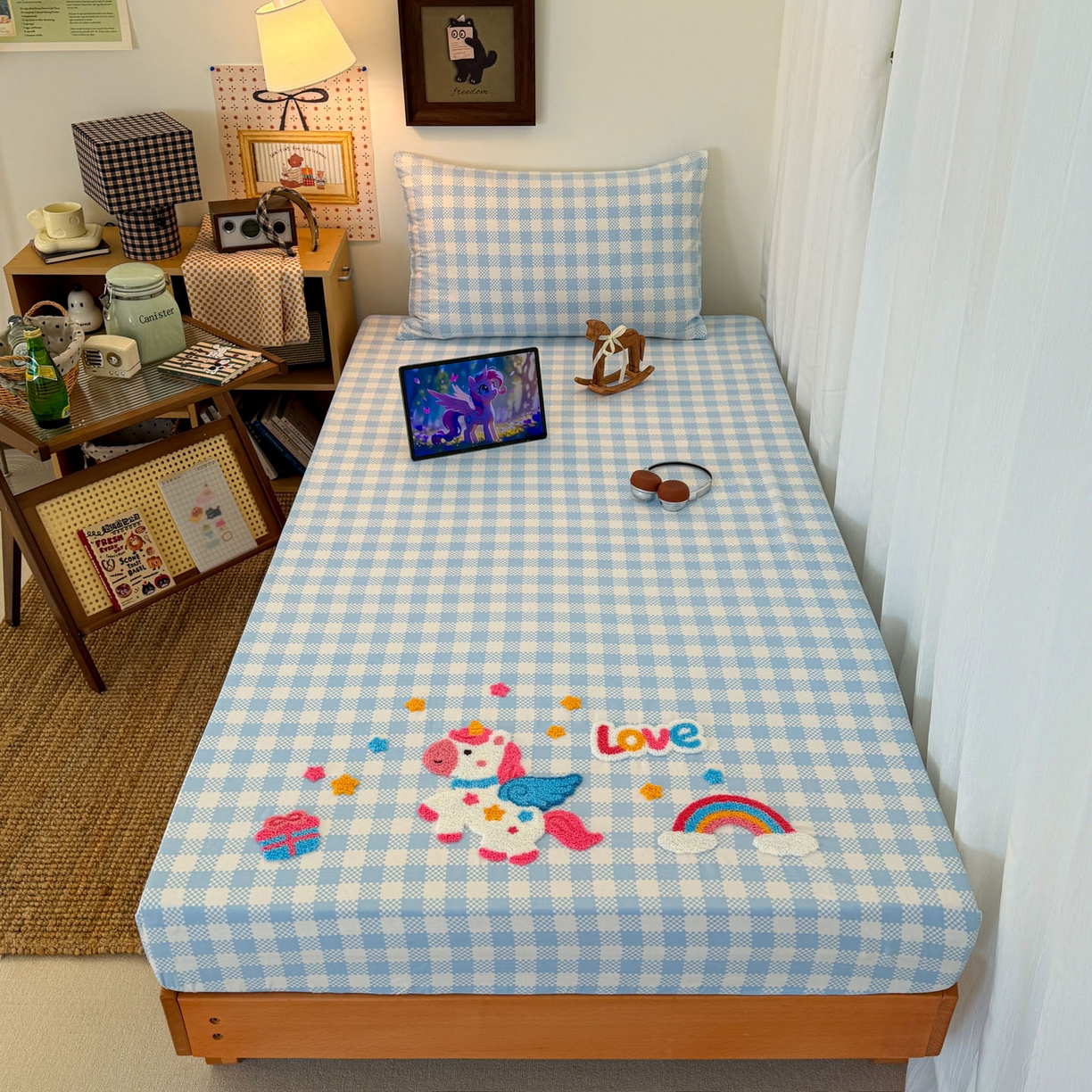 91家纺网 家纺一手货源 找家纺 （总）倾慕家纺 2026新款学生纯棉毛巾绣单床笠