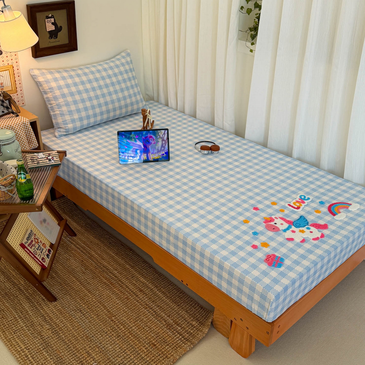 91家纺网 家纺一手货源 找家纺 （总）倾慕家纺 2026新款学生纯棉毛巾绣单床笠