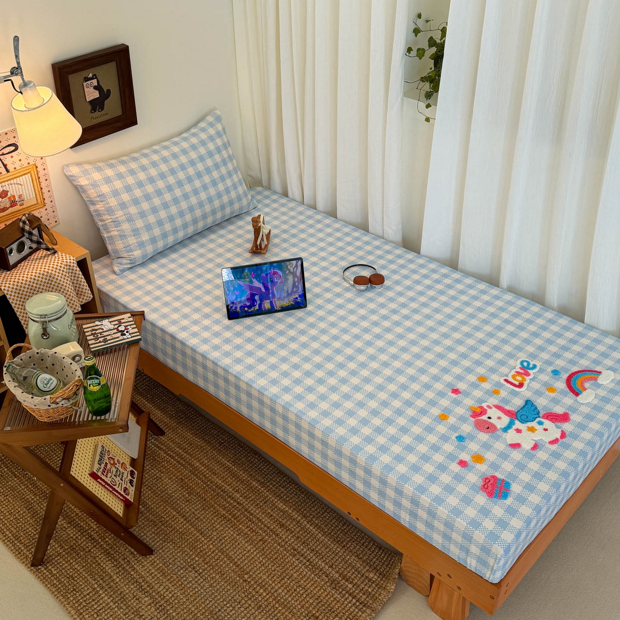 91家纺网 家纺一手货源 找家纺 （总）倾慕家纺 2026新款学生纯棉毛巾绣单床笠