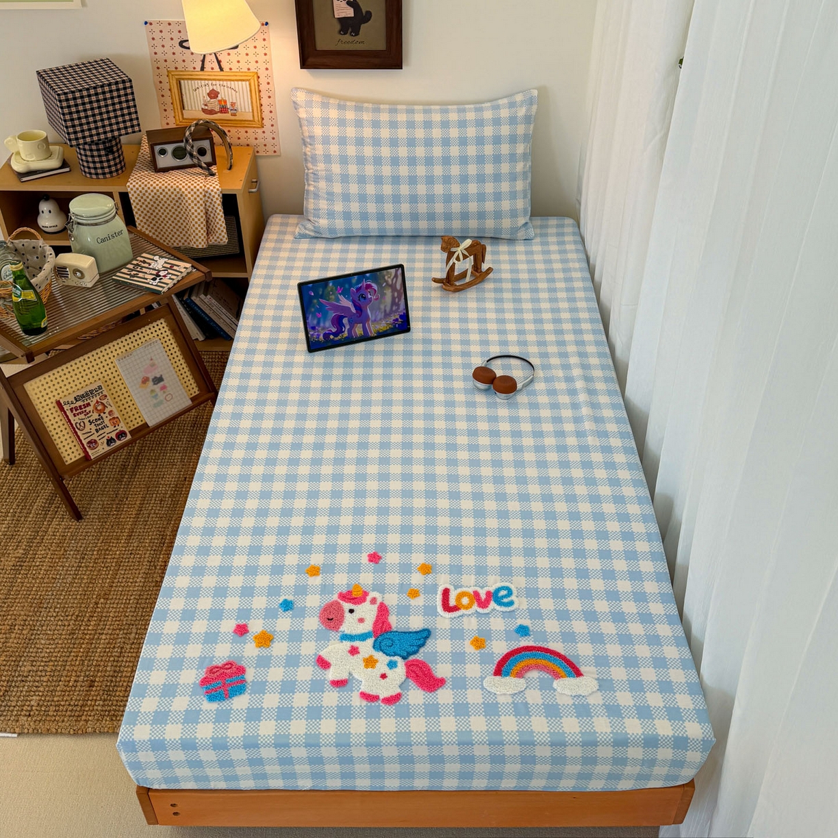 91家纺网 家纺一手货源 找家纺 （总）倾慕家纺 2026新款学生纯棉毛巾绣单床笠