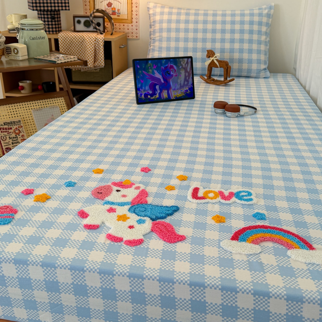 91家纺网 家纺一手货源 找家纺 （总）倾慕家纺 2026新款学生纯棉毛巾绣单床笠