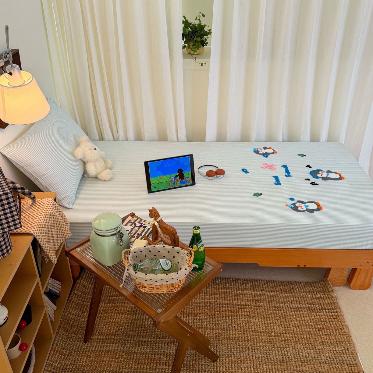 91家纺网 家纺一手货源 找家纺 倾慕家纺 2026新款学生纯棉毛巾绣单床笠 床笠欢乐企鹅