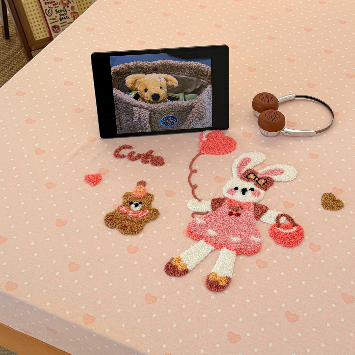 91家纺网 家纺一手货源 找家纺 倾慕家纺 2026新款学生纯棉毛巾绣单床笠 床笠兔兔熊