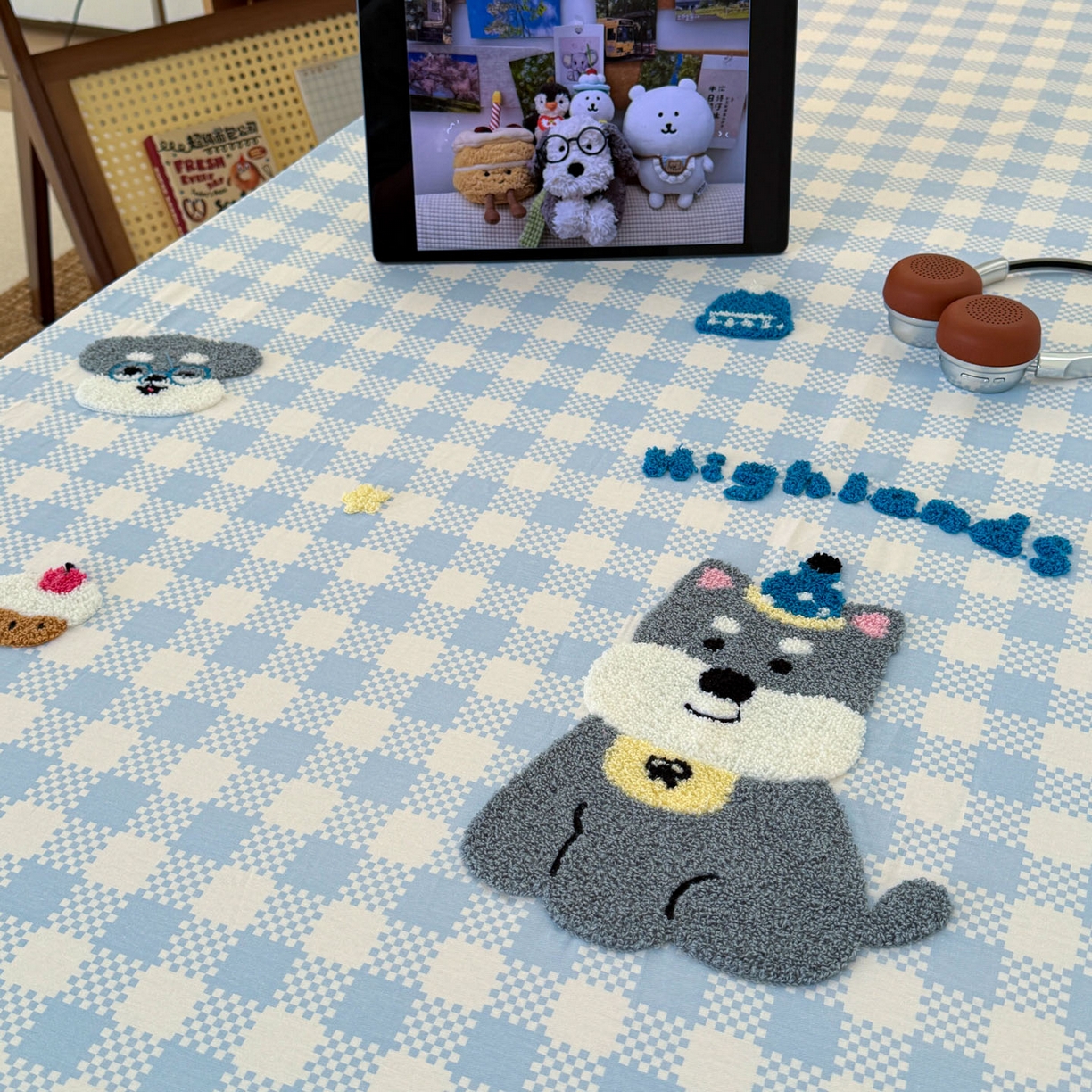 91家纺网 家纺一手货源 找家纺 倾慕家纺 2026新款学生纯棉毛巾绣单床笠 床笠格子小狗