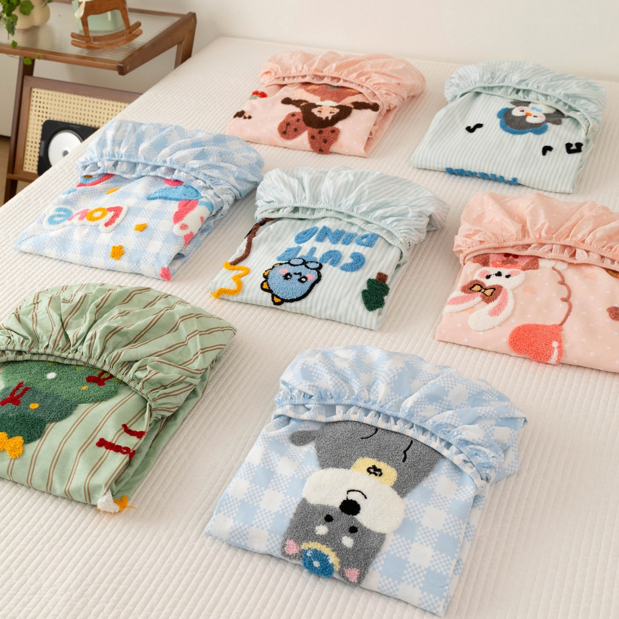 倾慕家纺 2026新款学生纯棉毛巾绣单床笠 组合