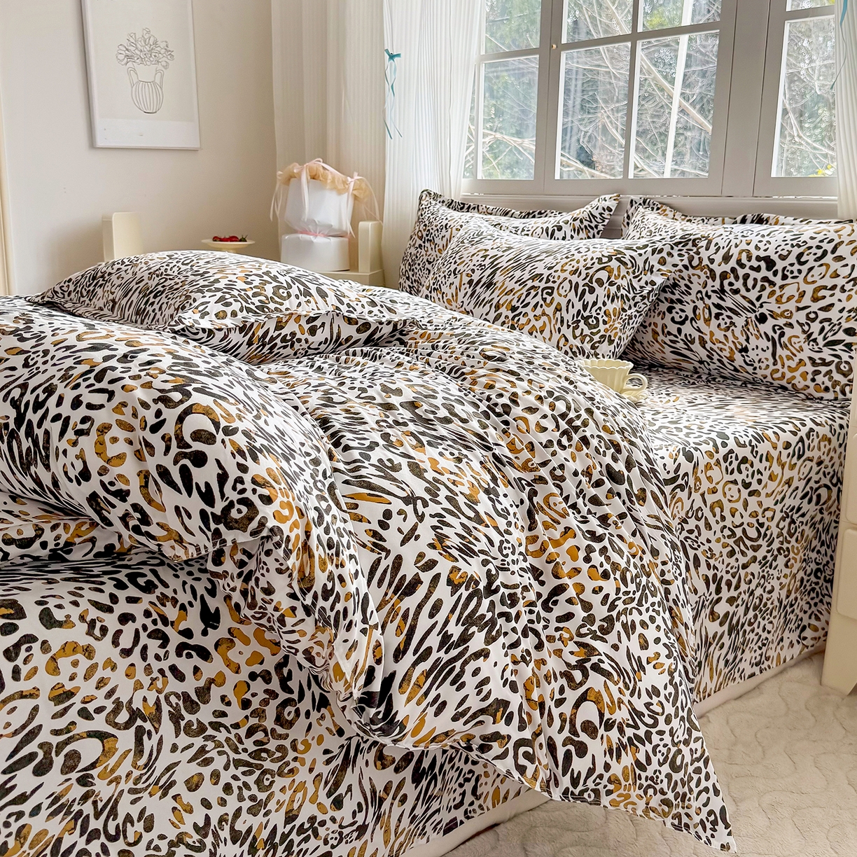 91家纺网 家纺一手货源 找家纺 梵巢家纺 2026新款芦荟棉四件套和单品印花四件套 床笠款四件套 虎虎生威