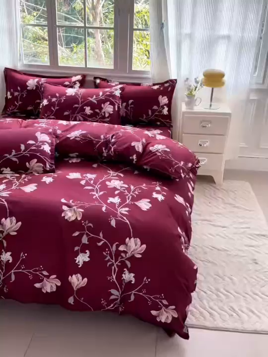 91家纺网 家纺一手货源 找家纺 梵巢家纺 2026新款芦荟棉四件套和单品印花四件套 床笠款四件套 花开富贵