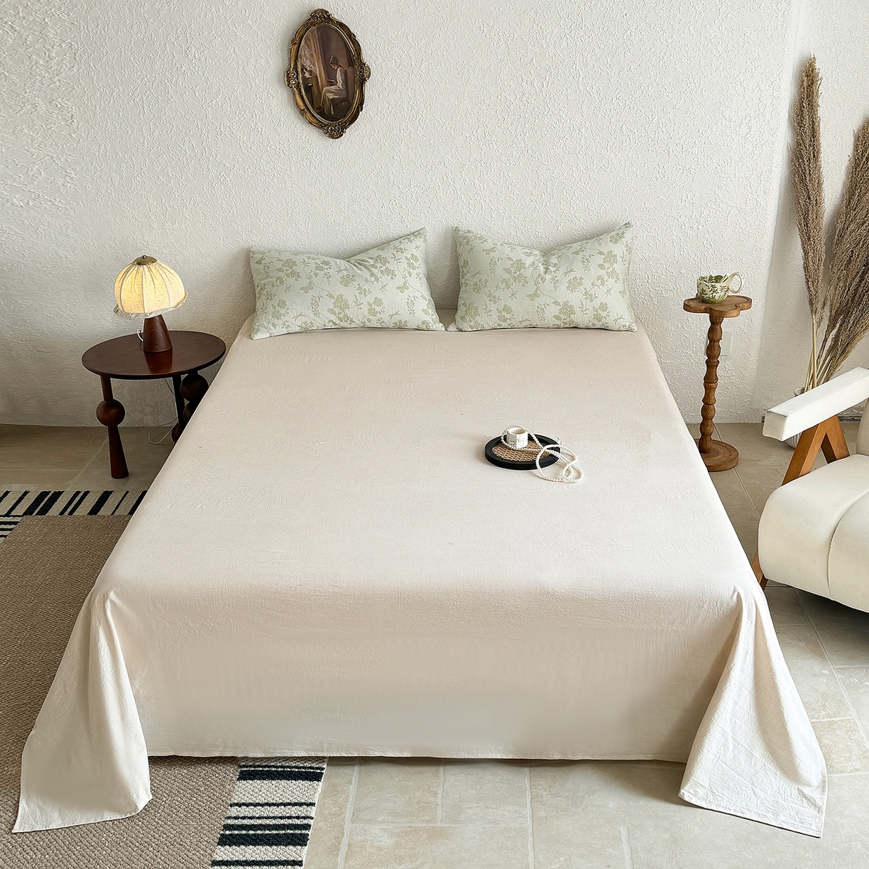 91家纺网 家纺一手货源 找家纺 薇玛仕 2026春夏新款全棉色织水洗棉三层纱夏被新疆棉花夏凉被四件套里外全棉 包过检 浅绿清眠