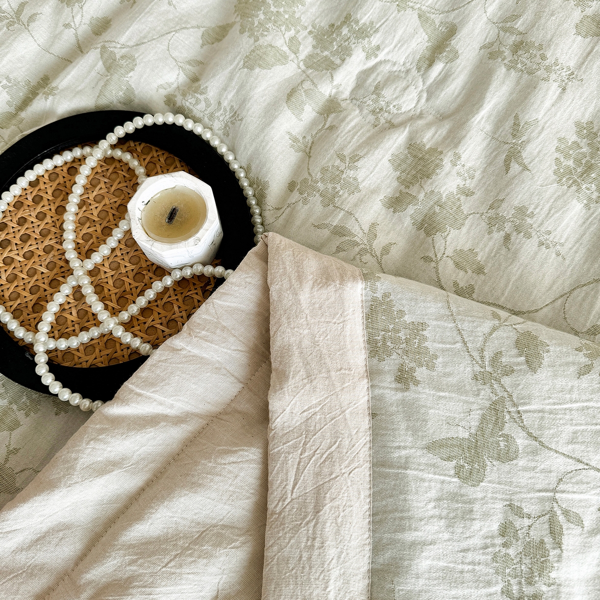 91家纺网 家纺一手货源 找家纺 薇玛仕 2026春夏新款全棉色织水洗棉三层纱夏被新疆棉花夏凉被四件套里外全棉 包过检 浅绿清眠