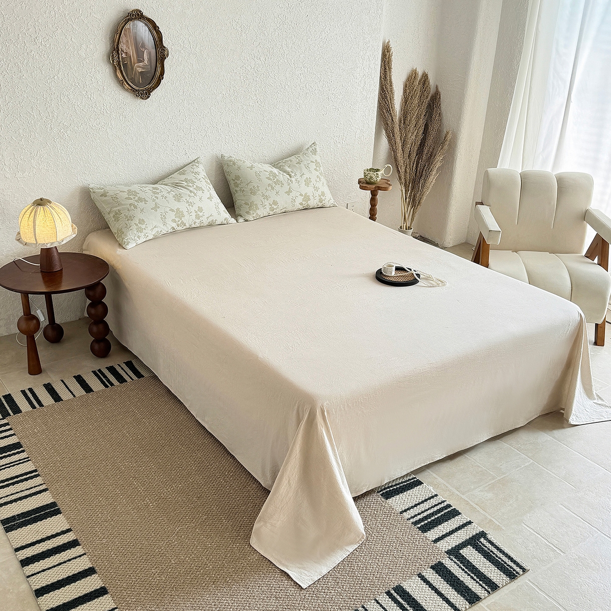 91家纺网 家纺一手货源 找家纺 薇玛仕 2026春夏新款全棉色织水洗棉三层纱夏被新疆棉花夏凉被四件套里外全棉 包过检 浅绿清眠