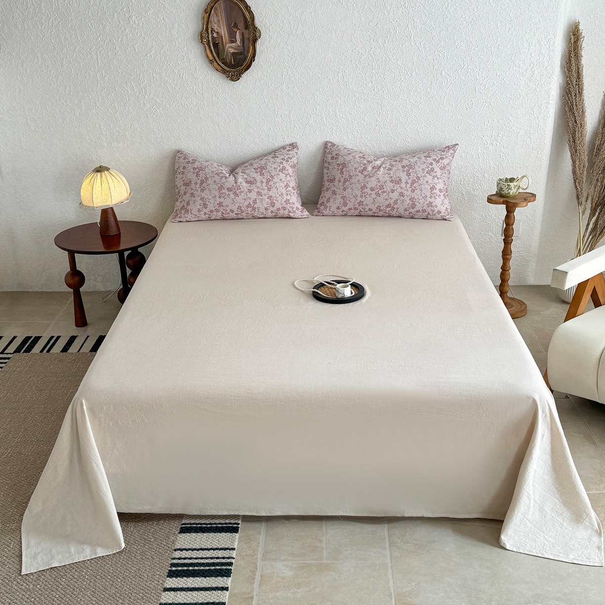 91家纺网 家纺一手货源 找家纺 薇玛仕 2026春夏新款全棉色织水洗棉三层纱夏被新疆棉花夏凉被四件套里外全棉 包过检 烟粉疏花