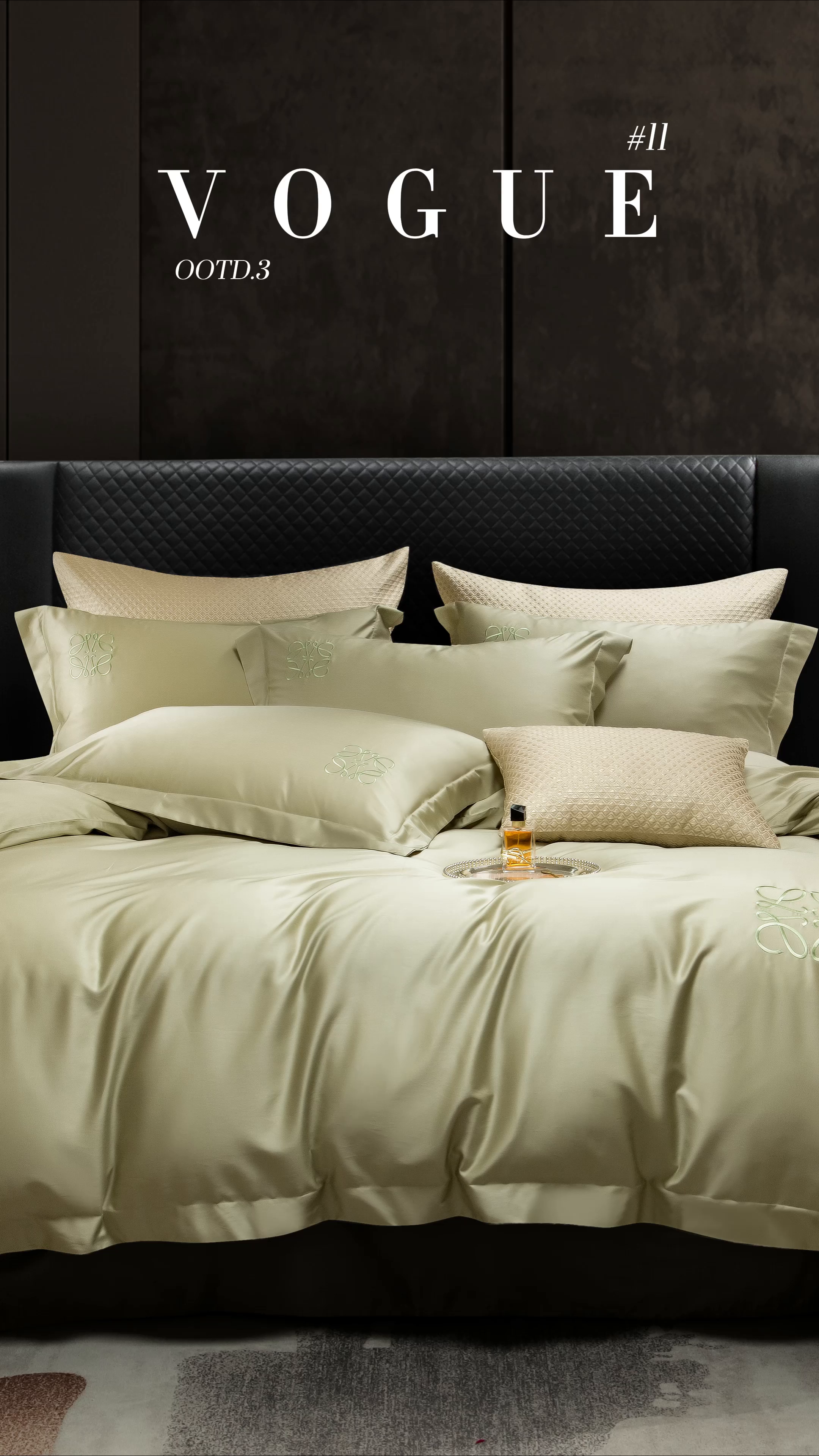 91家纺网 家纺一手货源 找家纺 莱豫家纺 2026春夏新款100s兰精天丝绣花四件套 罗意威抹茶绿