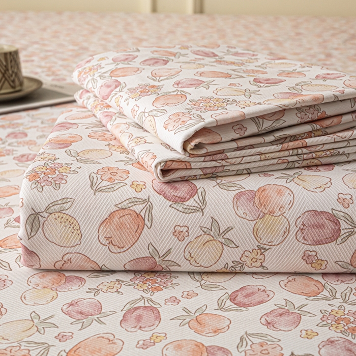 爱彼家纺 2026新款纯棉提花A类新款老粗布夏季凉席单床单床单三件套-提花系列一 全棉提花-07蜜柚暖粉