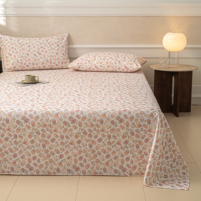 91家纺网 家纺一手货源 找家纺 爱彼家纺 2026新款纯棉提花A类新款老粗布夏季凉席单床单床单三件套-提花系列一 全棉提花-07蜜柚暖粉