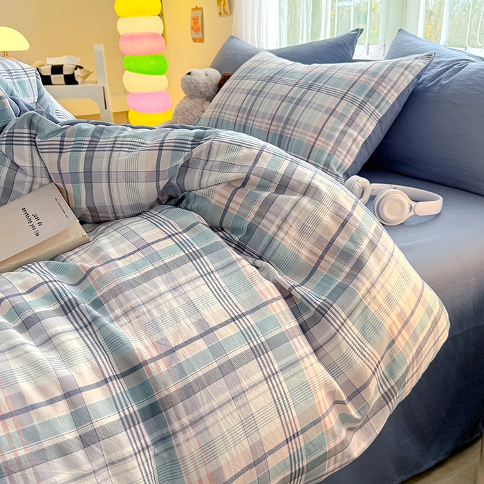 91家纺网 家纺一手货源 找家纺 网客家纺 2026新款软糯云朵棉水洗棉四件套 梦幻蓝