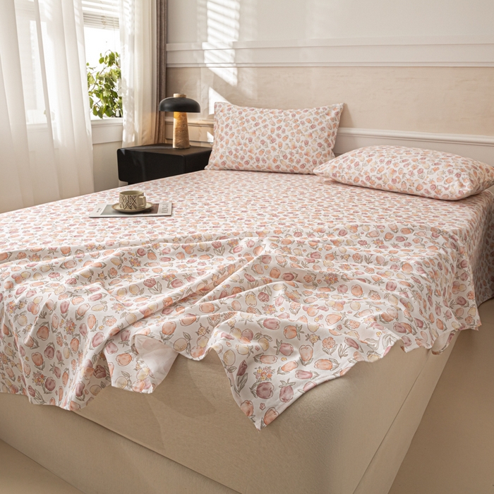 91家纺网 家纺一手货源 找家纺 爱彼家纺 2026新款纯棉提花A类新款老粗布夏季凉席单床单床单三件套-提花系列一 全棉提花-07蜜柚暖粉