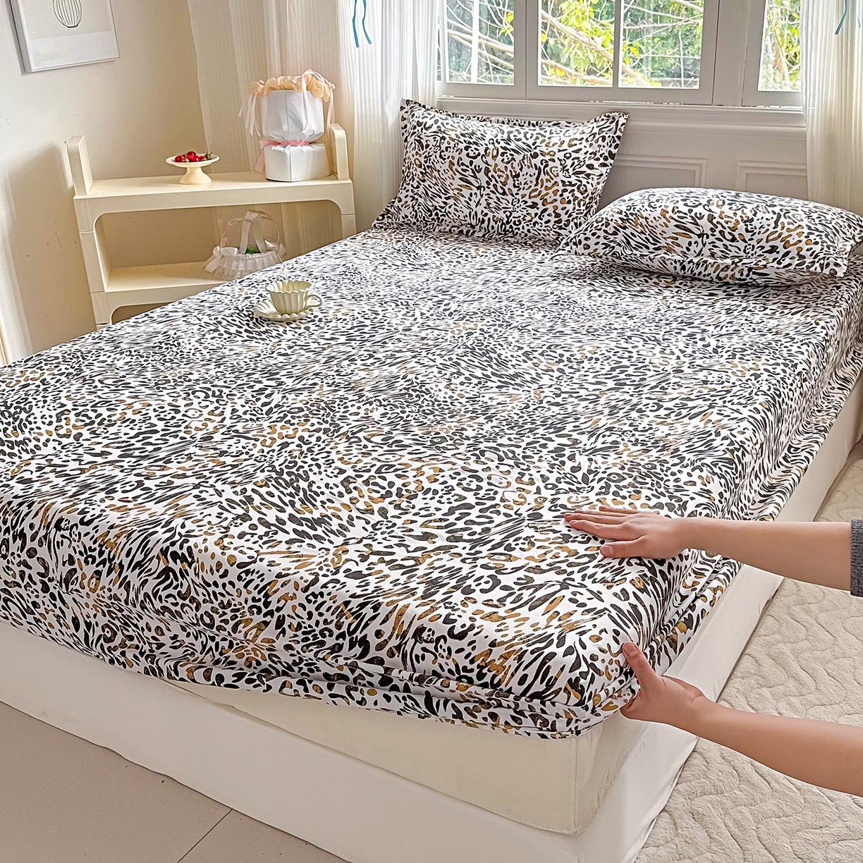 91家纺网 家纺一手货源 找家纺 梵巢家纺 芦荟棉床笠单床笠，外贸跨境单床笠磨毛床笠印花床笠床笠三件套 虎虎生威