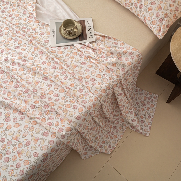 91家纺网 家纺一手货源 找家纺 爱彼家纺 2026新款纯棉提花A类新款老粗布夏季凉席单床单床单三件套-提花系列一 全棉提花-07蜜柚暖粉