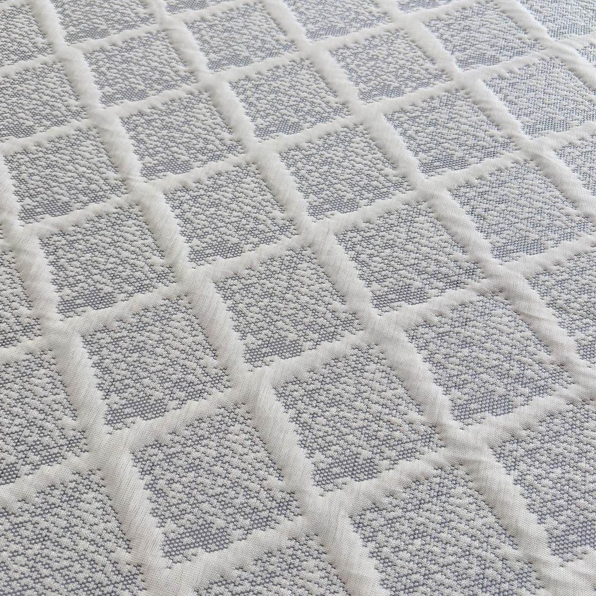 91家纺网 家纺一手货源 找家纺 小萌虎 2026新款乙纶PE提花冰豆豆凉席卡通床席款 灰格