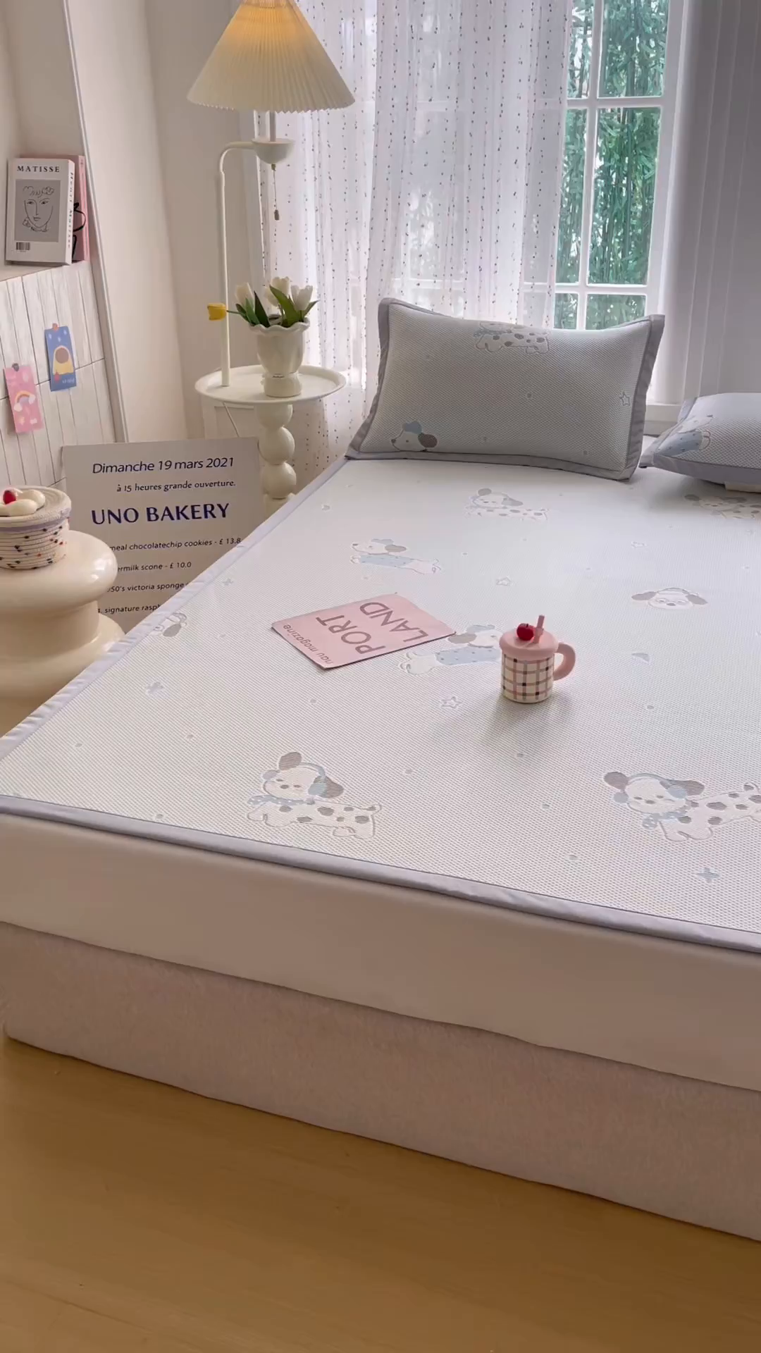 91家纺网 家纺一手货源 找家纺 小萌虎 2026新款乙纶PE提花冰豆豆凉席卡通床席款 腊肠狗-蓝