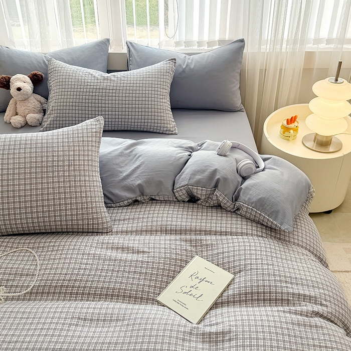 91家纺网 家纺一手货源 找家纺 网客家纺 2026新款软糯云朵棉水洗棉四件套 暮光