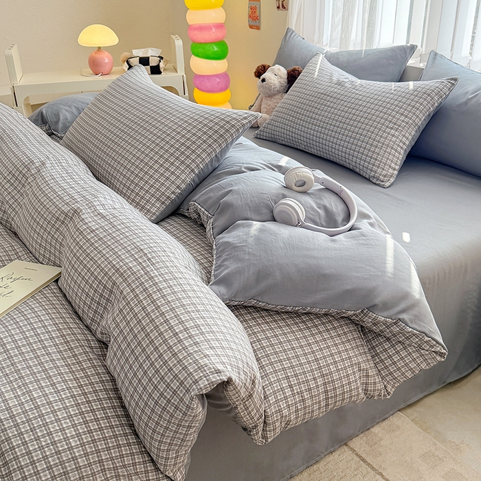 91家纺网 家纺一手货源 找家纺 网客家纺 2026新款软糯云朵棉水洗棉四件套 暮光