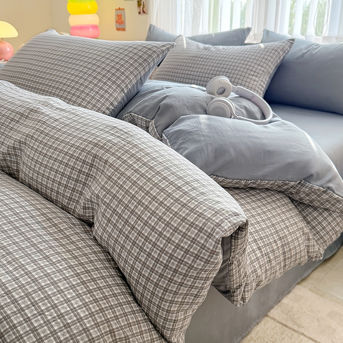 91家纺网 家纺一手货源 找家纺 网客家纺 2026新款软糯云朵棉水洗棉四件套 暮光