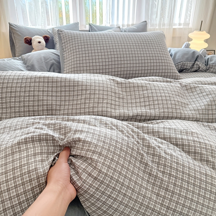 91家纺网 家纺一手货源 找家纺 网客家纺 2026新款软糯云朵棉水洗棉四件套 暮光