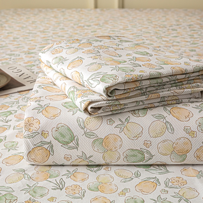 爱彼家纺 2026新款纯棉提花A类新款老粗布夏季凉席单床单床单三件套-提花系列一 全棉提花-07蜜柚浅青