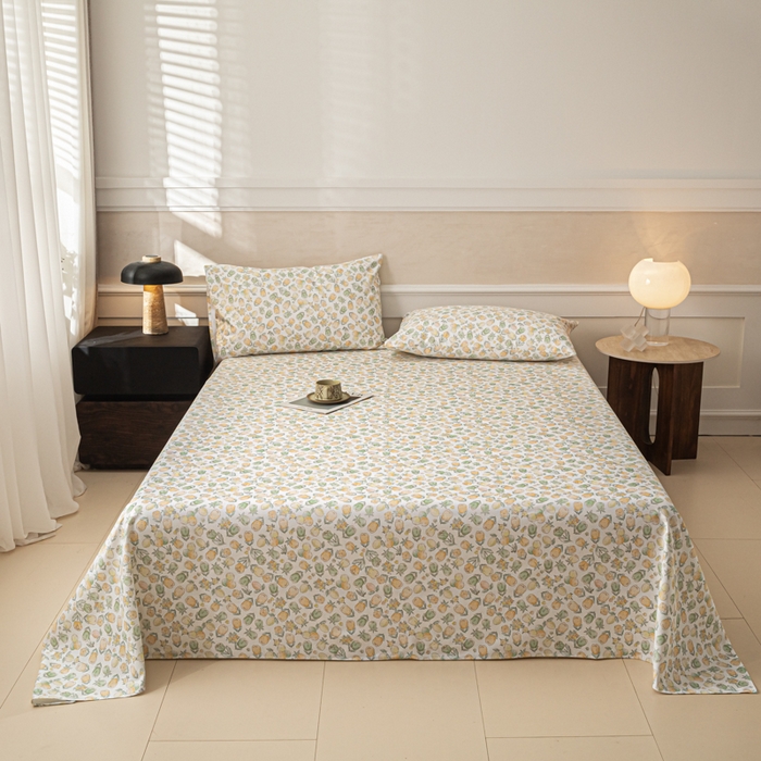 91家纺网 家纺一手货源 找家纺 爱彼家纺 2026新款纯棉提花A类新款老粗布夏季凉席单床单床单三件套-提花系列一 全棉提花-07蜜柚浅青