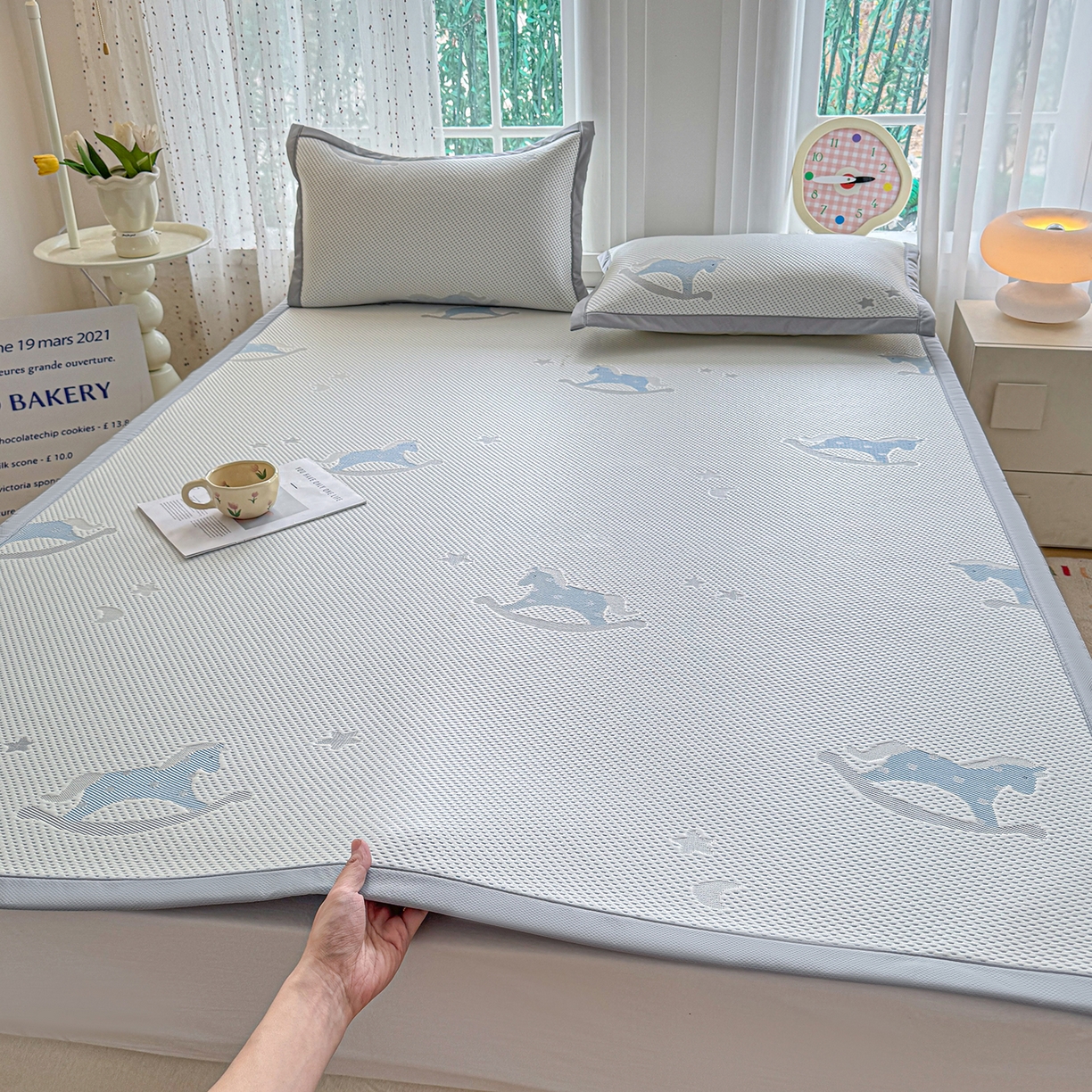 91家纺网 家纺一手货源 找家纺 （总）小萌虎 2026新款乙纶PE提花冰豆豆凉席卡通床席款