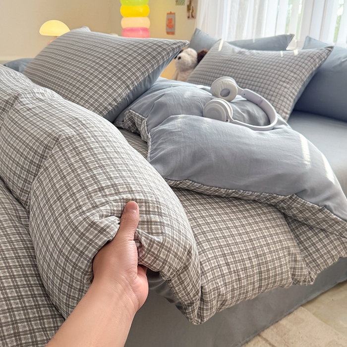 91家纺网 家纺一手货源 找家纺 网客家纺 2026新款软糯云朵棉水洗棉四件套 暮光