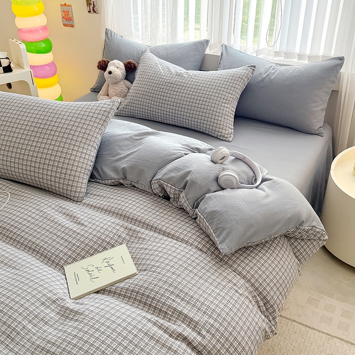 91家纺网 家纺一手货源 找家纺 网客家纺 2026新款软糯云朵棉水洗棉四件套 暮光