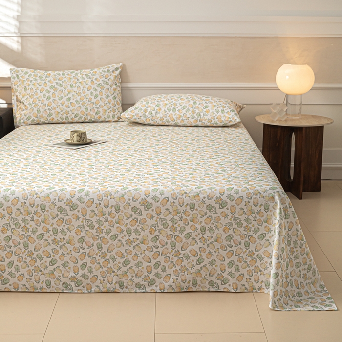 91家纺网 家纺一手货源 找家纺 爱彼家纺 2026新款纯棉提花A类新款老粗布夏季凉席单床单床单三件套-提花系列一 全棉提花-07蜜柚浅青