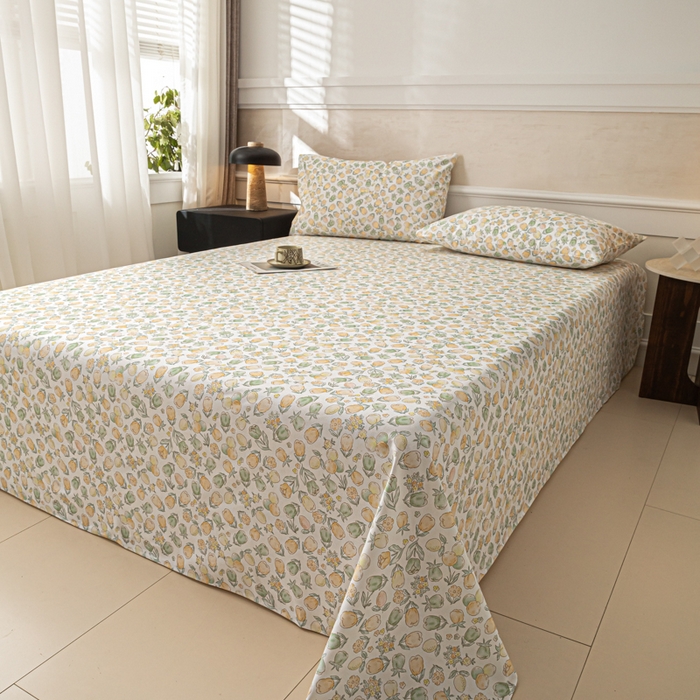 91家纺网 家纺一手货源 找家纺 爱彼家纺 2026新款纯棉提花A类新款老粗布夏季凉席单床单床单三件套-提花系列一 全棉提花-07蜜柚浅青