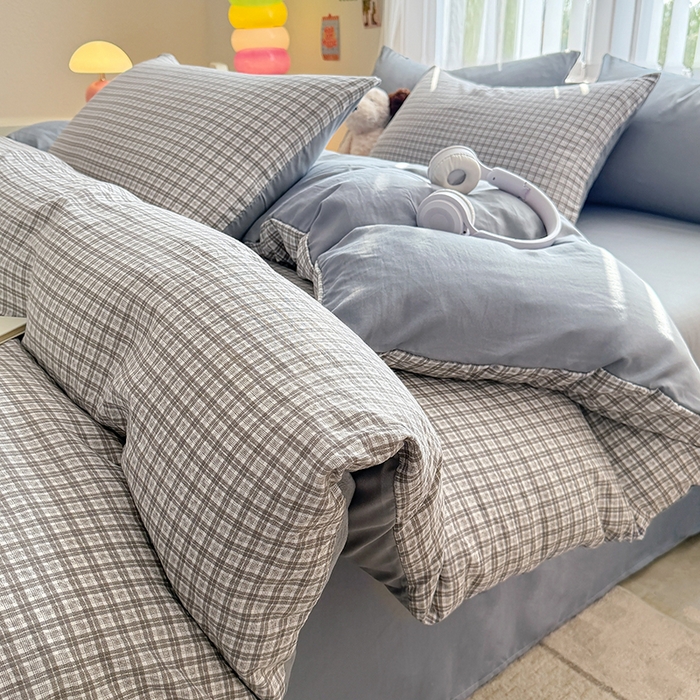 91家纺网 家纺一手货源 找家纺 网客家纺 2026新款软糯云朵棉水洗棉四件套 暮光