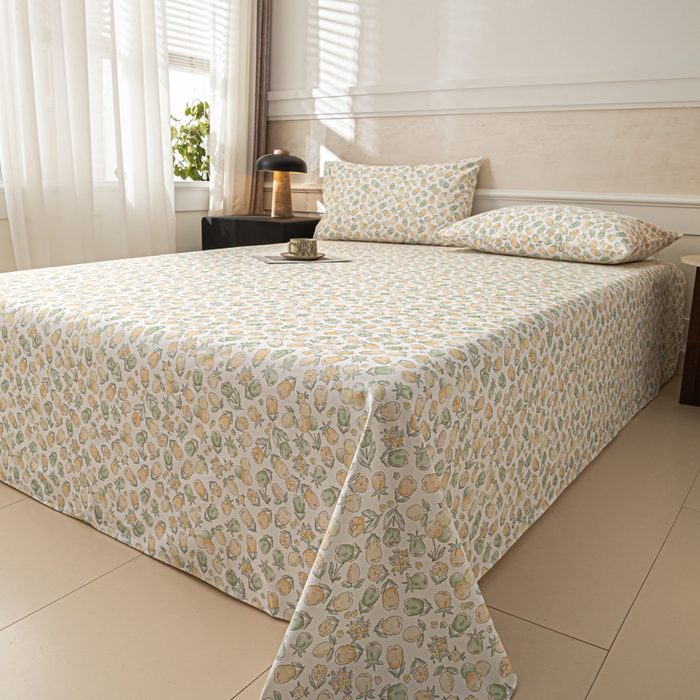 91家纺网 家纺一手货源 找家纺 爱彼家纺 2026新款纯棉提花A类新款老粗布夏季凉席单床单床单三件套-提花系列一 全棉提花-07蜜柚浅青