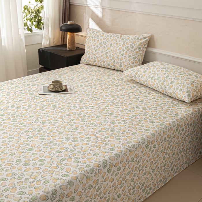 91家纺网 家纺一手货源 找家纺 爱彼家纺 2026新款纯棉提花A类新款老粗布夏季凉席单床单床单三件套-提花系列一 全棉提花-07蜜柚浅青