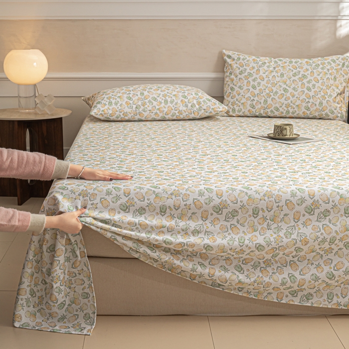 91家纺网 家纺一手货源 找家纺 爱彼家纺 2026新款纯棉提花A类新款老粗布夏季凉席单床单床单三件套-提花系列一 全棉提花-07蜜柚浅青