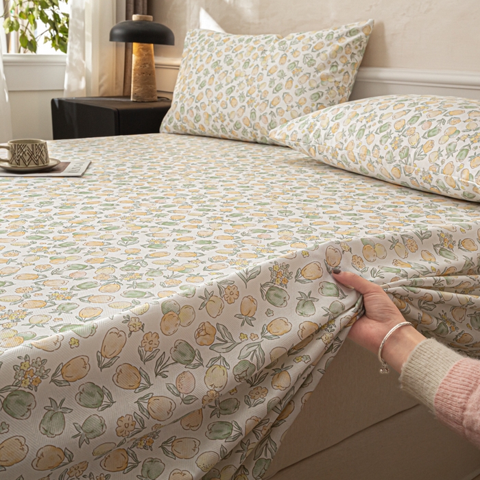 91家纺网 家纺一手货源 找家纺 爱彼家纺 2026新款纯棉提花A类新款老粗布夏季凉席单床单床单三件套-提花系列一 全棉提花-07蜜柚浅青