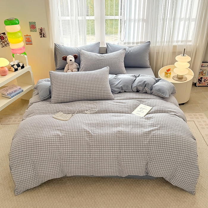 91家纺网 家纺一手货源 找家纺 网客家纺 2026新款软糯云朵棉水洗棉四件套 暮光