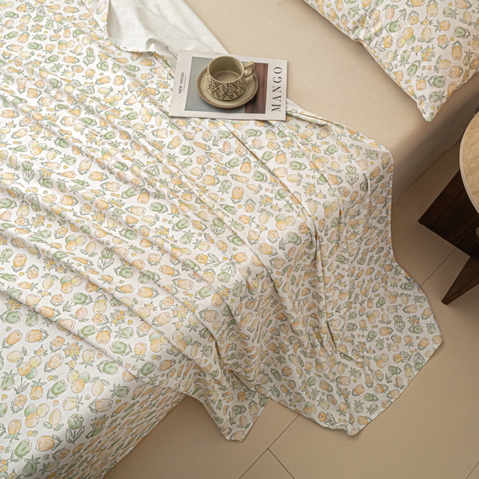 91家纺网 家纺一手货源 找家纺 爱彼家纺 2026新款纯棉提花A类新款老粗布夏季凉席单床单床单三件套-提花系列一 全棉提花-07蜜柚浅青