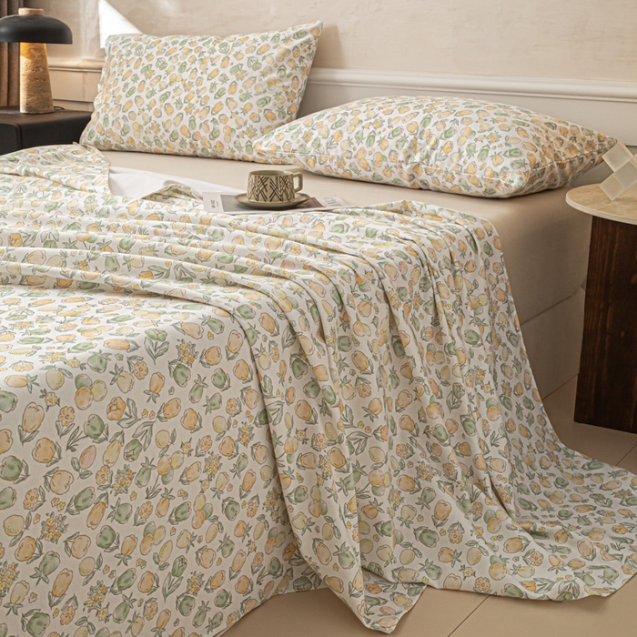 91家纺网 家纺一手货源 找家纺 爱彼家纺 2026新款纯棉提花A类新款老粗布夏季凉席单床单床单三件套-提花系列一 全棉提花-07蜜柚浅青