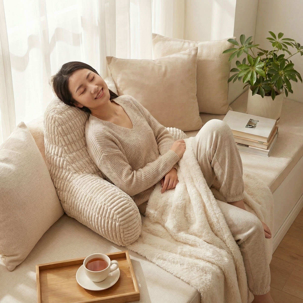 91家纺网 家纺一手货源 找家纺 （总）囍莱家纺 2026新款胖胖条腰靠 （不供1688）