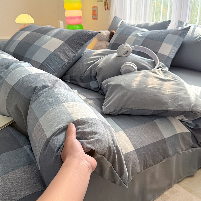 91家纺网 家纺一手货源 找家纺 网客家纺 2026新款软糯云朵棉水洗棉四件套 浅巷时光