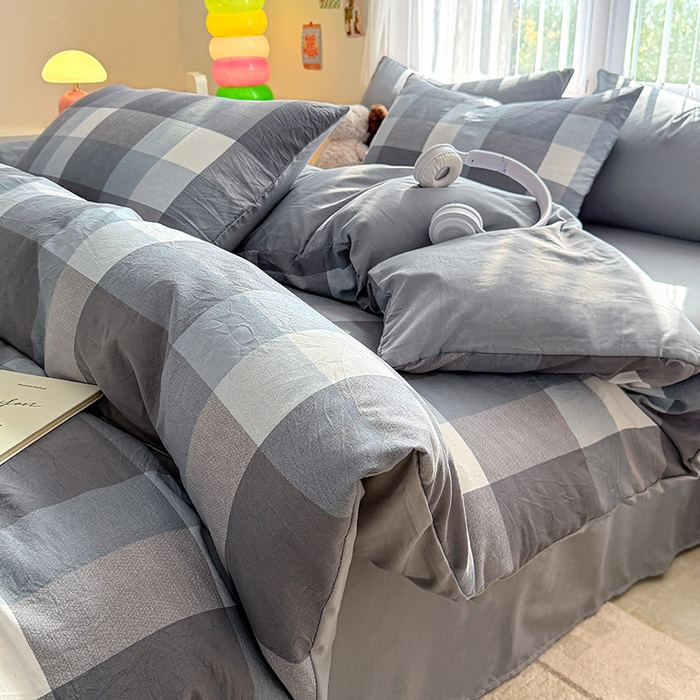 91家纺网 家纺一手货源 找家纺 网客家纺 2026新款软糯云朵棉水洗棉四件套 浅巷时光