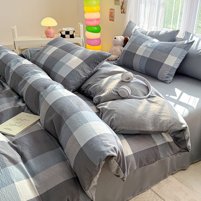 91家纺网 家纺一手货源 找家纺 网客家纺 2026新款软糯云朵棉水洗棉四件套 浅巷时光