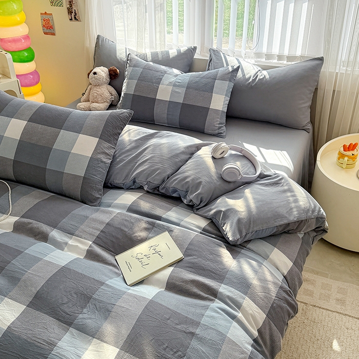 91家纺网 家纺一手货源 找家纺 网客家纺 2026新款软糯云朵棉水洗棉四件套 浅巷时光