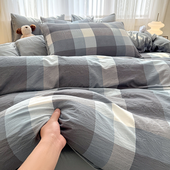 91家纺网 家纺一手货源 找家纺 网客家纺 2026新款软糯云朵棉水洗棉四件套 浅巷时光