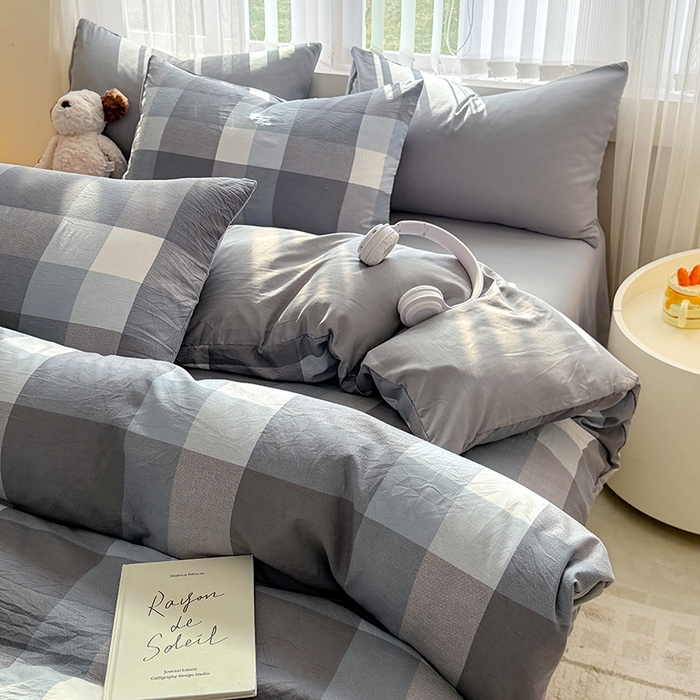 91家纺网 家纺一手货源 找家纺 网客家纺 2026新款软糯云朵棉水洗棉四件套 浅巷时光